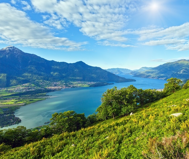 Alpine Lake Como summer  view from mountain top (Italy)