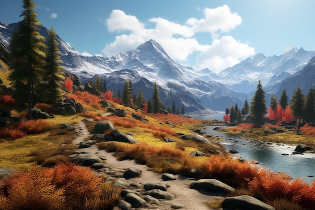 Alpine landscapes with autumn forests