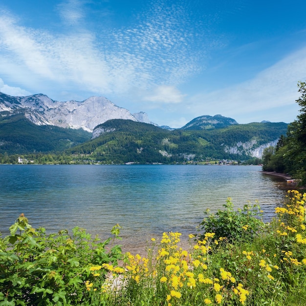 Alpine summer lake view