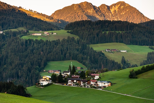 Alps mountain Mountain valley village landscape  Mountain village view Village in mountains