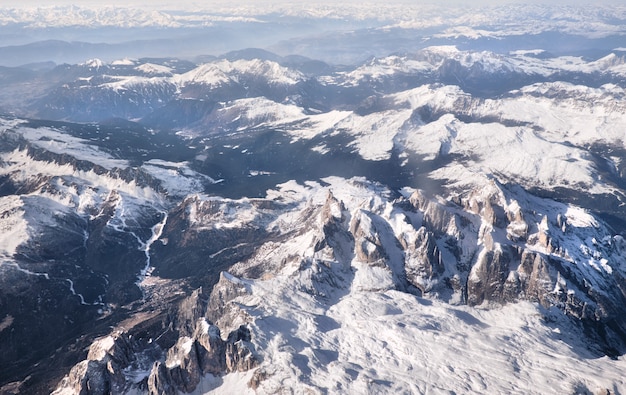 Alps under snow, aerial view