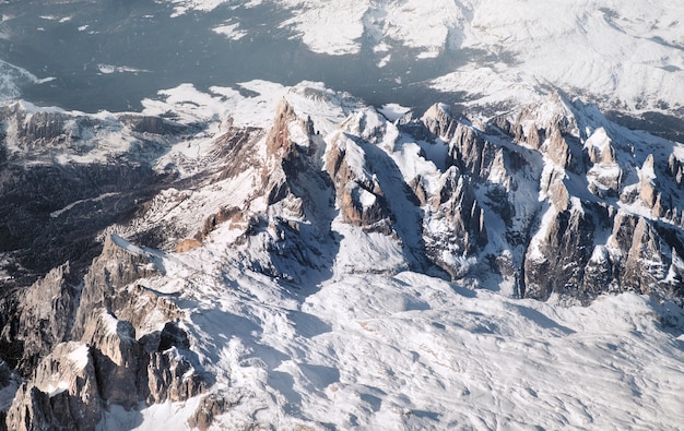 Alps under snow, aerial view