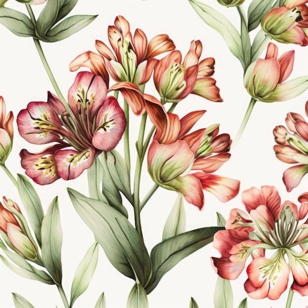 Alstroemeria floral watercolor