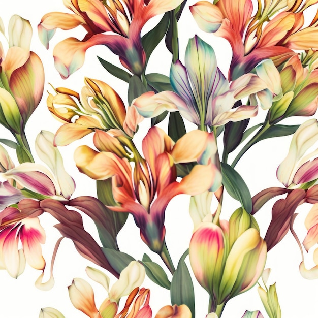 Alstroemeria floral watercolor