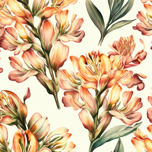 Alstroemeria floral watercolor