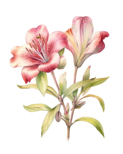 Alstroemeria Peruvian LIly Botanical illustration