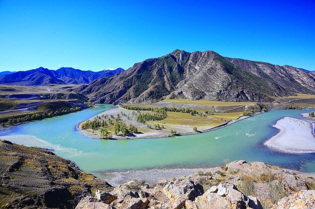 Altai mountain landscape mountains background view panorama