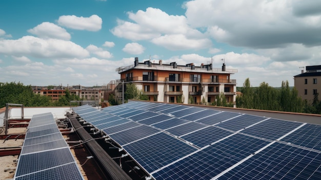 Alternative green energy solar panels on the roof top of the house Generative AI