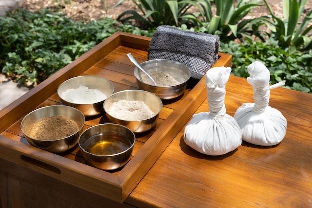 Alternative Medicine Ingredients on a Wooden Table