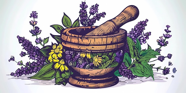 Alternative medicine with medicinal herbs background picture