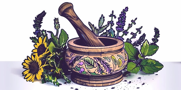 Alternative medicine with medicinal herbs background picture