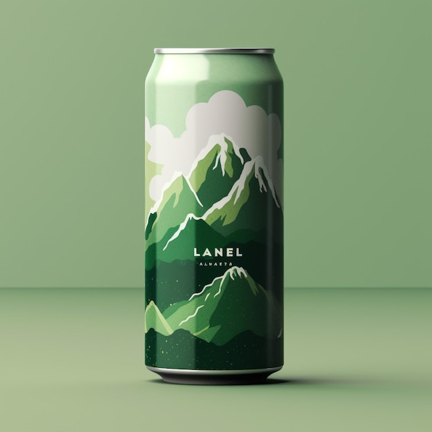 Aluminum can mockup on green background 3d rendering