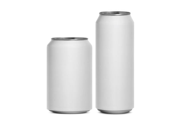 Aluminum cans on white background For design