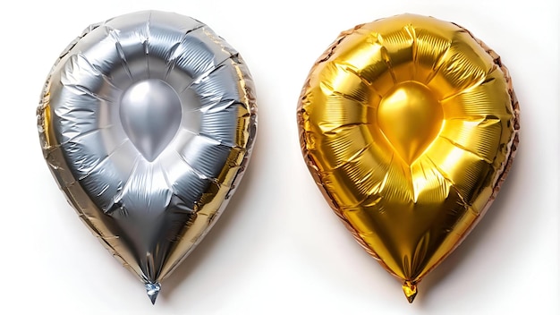 Photo aluminum foil inflated balloon alphabet interrogation point gold and silver different angles