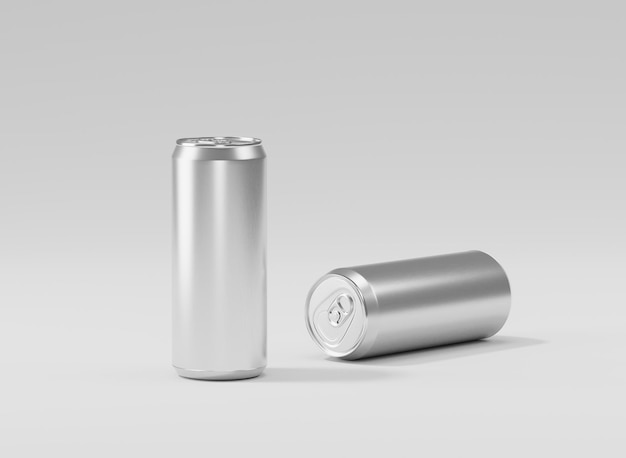 Aluminum soda can mockup Metal can of 3d realistic container for beer or energy drink