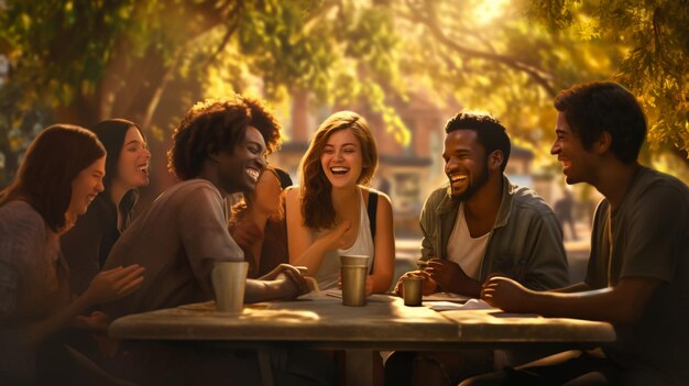 Amazing 8K view of young people laughing background