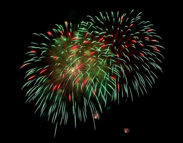 Amazing Beautiful firework on black background for celebration anniversary merry christmas eve and happy new year