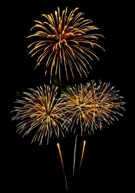 Amazing Beautiful firework on black background for celebration anniversary merry christmas eve and happy new year