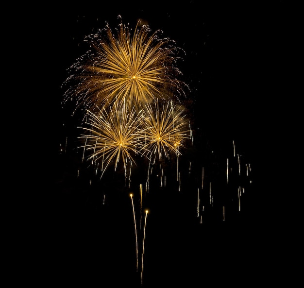 Amazing Beautiful firework on black background for celebration anniversary merry christmas eve and happy new year