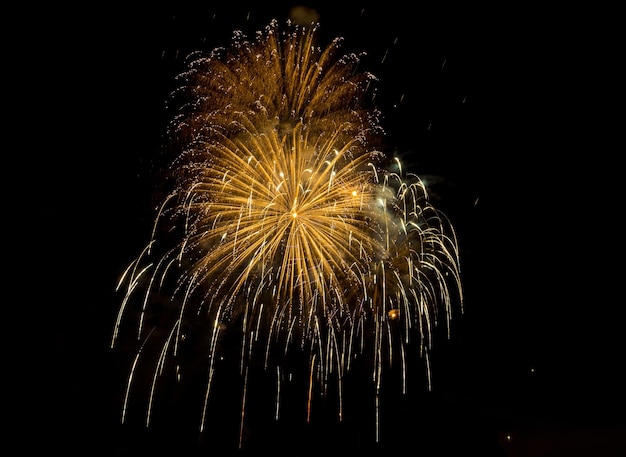 Amazing Beautiful firework on black background for celebration anniversary merry christmas eve and happy new year