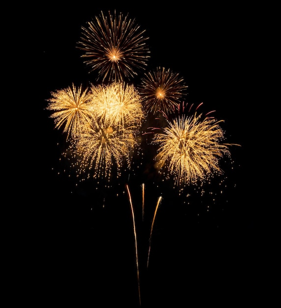 Amazing Beautiful firework on black background for celebration anniversary merry christmas eve and happy new year