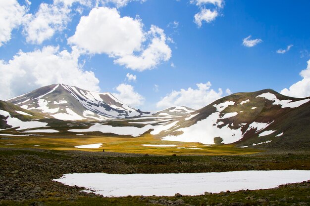 Amazing and beautiful mountain range landscape, snow