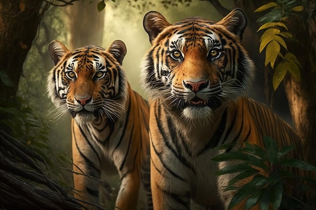 Amazing Bengal Tigers in the Wild Generative AI