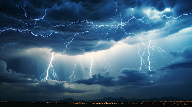 Amazing blue sky lightning high resolution beautiful photo Ai generated art