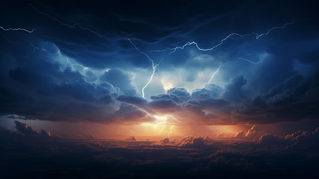 Amazing blue sky lightning high resolution beautiful photo Ai generated art