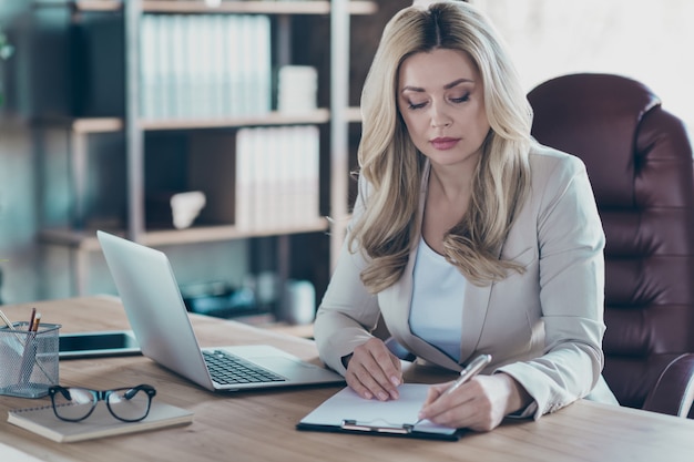 amazing business lady notebook table signing contract