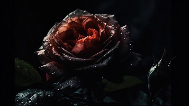 Photo amazing cinematic shot of a rose on a black background