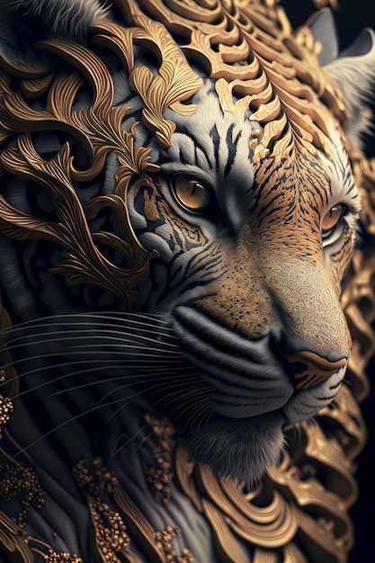 Amazing closeup of a majestic fantasy tiger Generated by AI