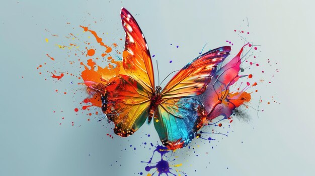 Amazing Colorful butterfly created from splash and colored objects