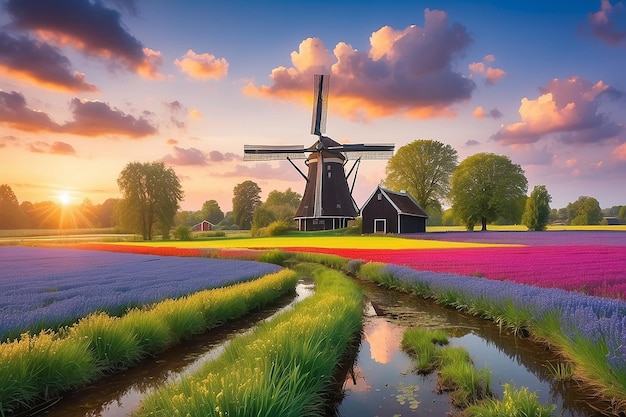 Amazing colorful rustic landscape in Holland