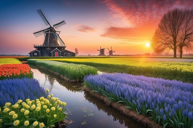 Amazing colorful rustic landscape in Holland