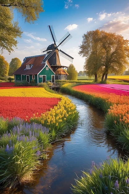 Amazing colorful rustic landscape in Holland