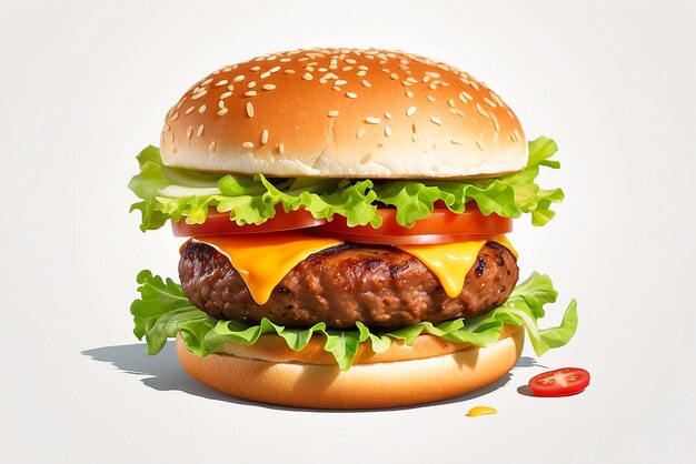 Amazing delicious fast food burger illustration AI generated best photo