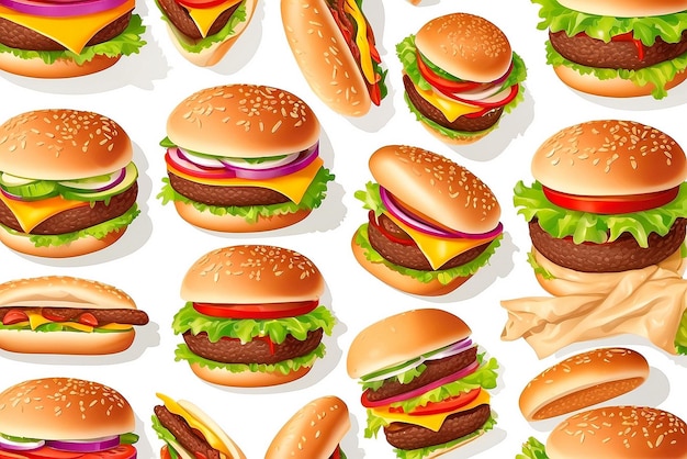 Amazing delicious fast food burger illustration AI generated best photo