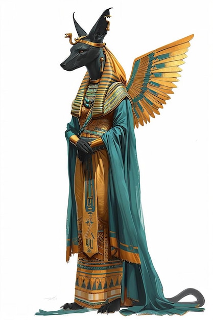 Photo amazing egyptian anubis priestess character isolated on white background