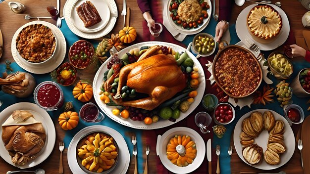 Amazing Family Thanksgiving potluck everyone serving themselves dinner together