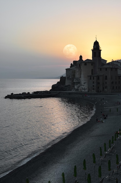 Amazing full moon in Camogli