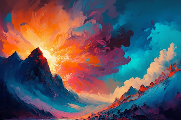 Amazing Landscape Painting Majestic Colors Magical.