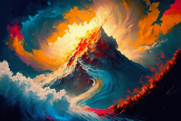 Amazing Landscape Painting Majestic Colors Magical.