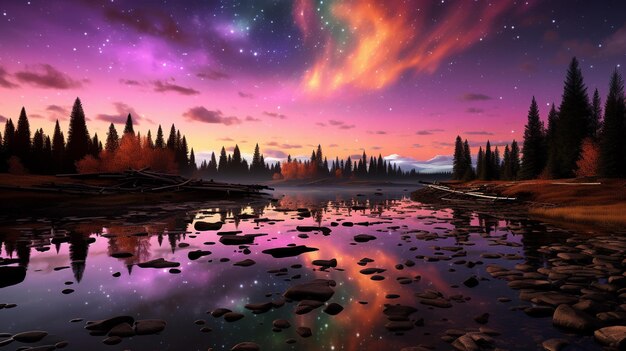 Amazing landscape of silhuette night sky professional ai photography ultramodern camera perspective