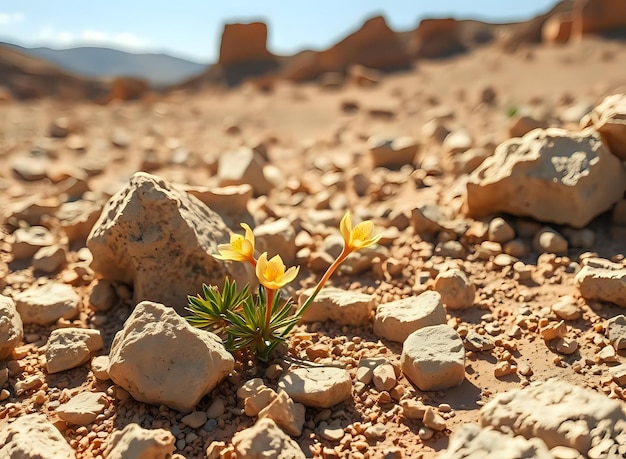 Photo amazing yet little desert flower blooms strong