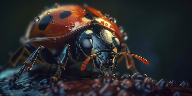 Amazing macro photography of a ladybug close up