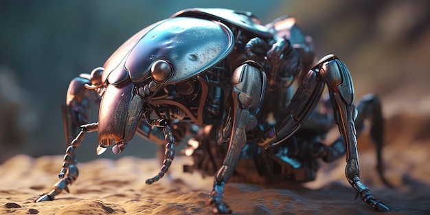 Amazing macro photography reveals a technologically enhanced scarab Generative AI