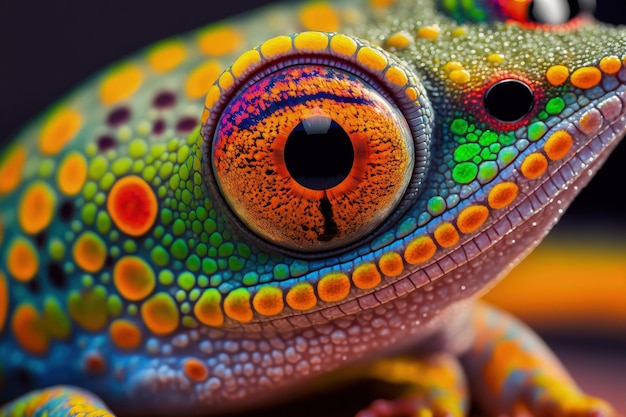 Amazing macro of a Tokes geckos colorful eyes