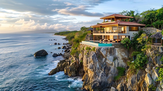 Amazing modern house with infinity pool on the edge of a cliff with stunning ocean views