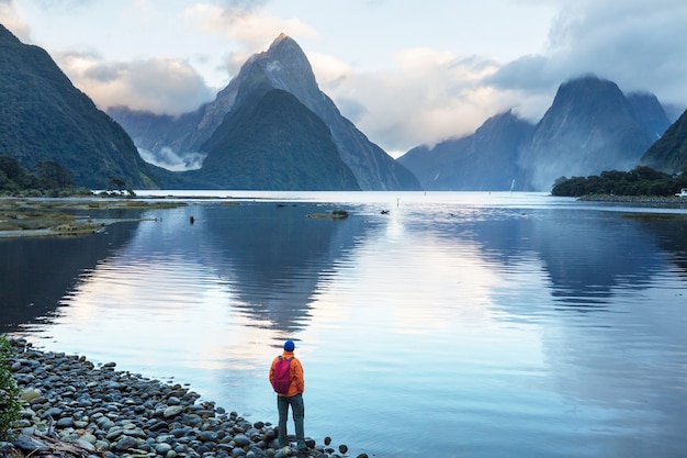 Amazing natural landscapes in Milford Sound, Fiordland National Park, New Zealand